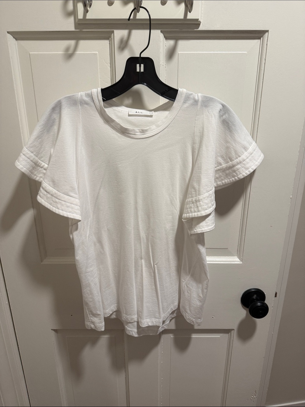 A.L.C. White Layered Flutter Sleeve Tee